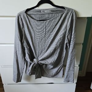Zara Black and White Striped Blouse